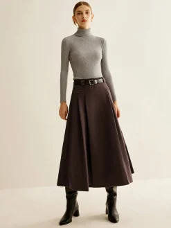 Utility Pleated Belted Skirt