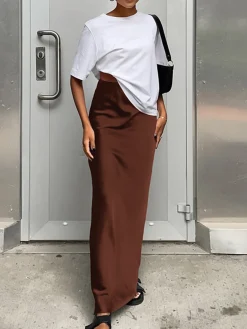 Utility Satin Maxi Skirt