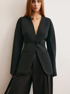 Utility Split Button Cinched Blazer