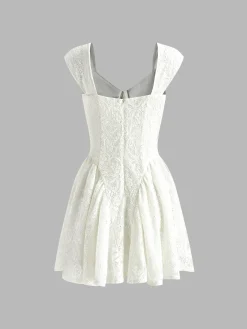 Vacation Lace Semi-Sheer Short Dress