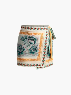 Vacation Print Asymmetrical Mini Skirt