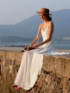 Vacay V-Neck Backless Cami Long Dress