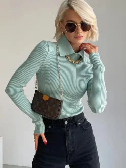 Vanilla Polo Long Sleeve Knit Top