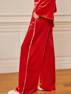 Velvet Lace Up Draped Pants Set
