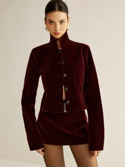 Velvet Lapel Short Blazer