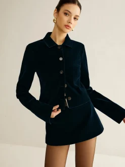 Velvet Lapel Short Blazer