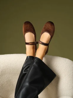 Velvet Mary Jane Ballet Shoes
