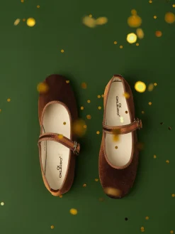 Velvet Mary Jane Ballet Shoes