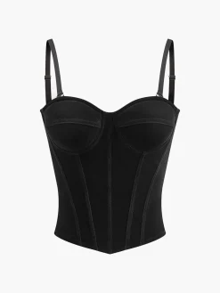 Velvet Piping Zipper Cami Top