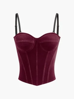 Velvet Piping Zipper Cami Top