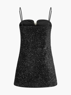 Velvet Sequins Bow Cami Dress