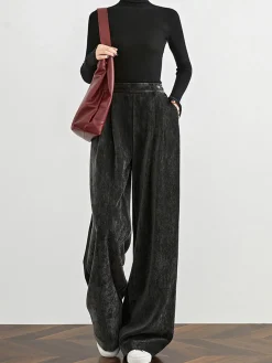 Velvet Wide-Leg Pants