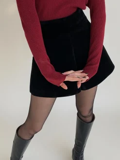 Velvet Wide-Leg Shorts