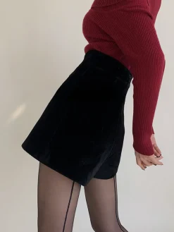 Velvet Wide-Leg Shorts
