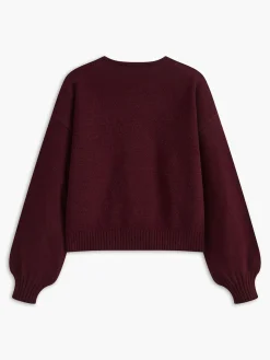 Velvet-Bow Lantern Sleeve Sweater