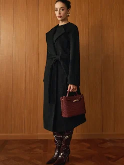 Versatile Belted Warm Coat With Scarf