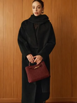 Versatile Belted Warm Coat With Scarf