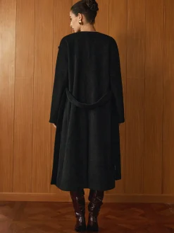 Versatile Belted Warm Coat With Scarf