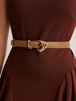 Versatile Buckle Slim Leather Belt