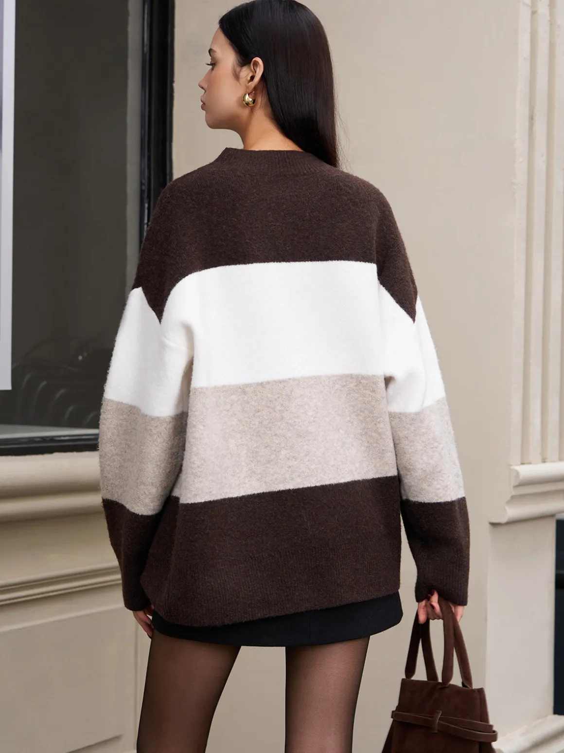 Versatile Color Block Pullover Sweater