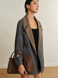 Versatile Contrast Collar Belted Wool Coat