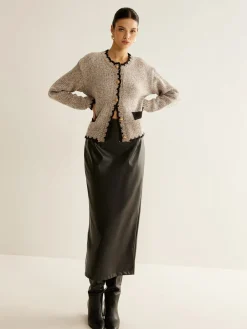 Versatile Contrast Trim Button Cardigan