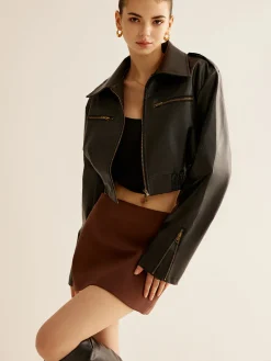 Versatile Crop Faux Leather Jacket