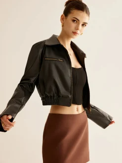 Versatile Crop Faux Leather Jacket