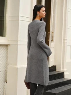 Versatile Metal Breasted Sweater Dress