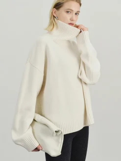 Versatile Plain Turtleneck Sweater