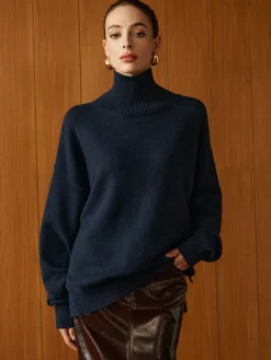 Versatile Plain Turtleneck Sweater