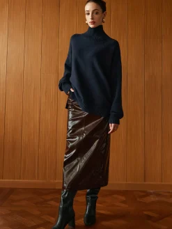 Versatile Plain Turtleneck Sweater