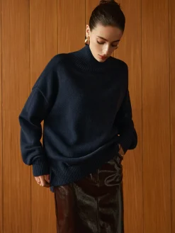 Versatile Plain Turtleneck Sweater