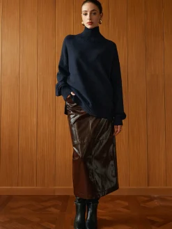 Versatile Plain Turtleneck Sweater