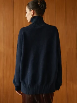 Versatile Plain Turtleneck Sweater