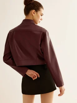 Versatile Zipper Faux Leather Jacket