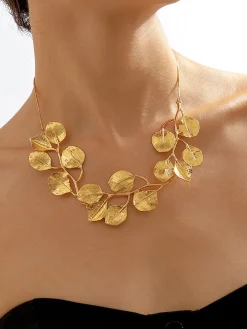 Vintage Alloy Leaf Design Necklace