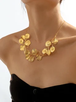 Vintage Alloy Leaf Design Necklace