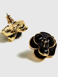 Vintage Camellia Flower Stud Earrings
