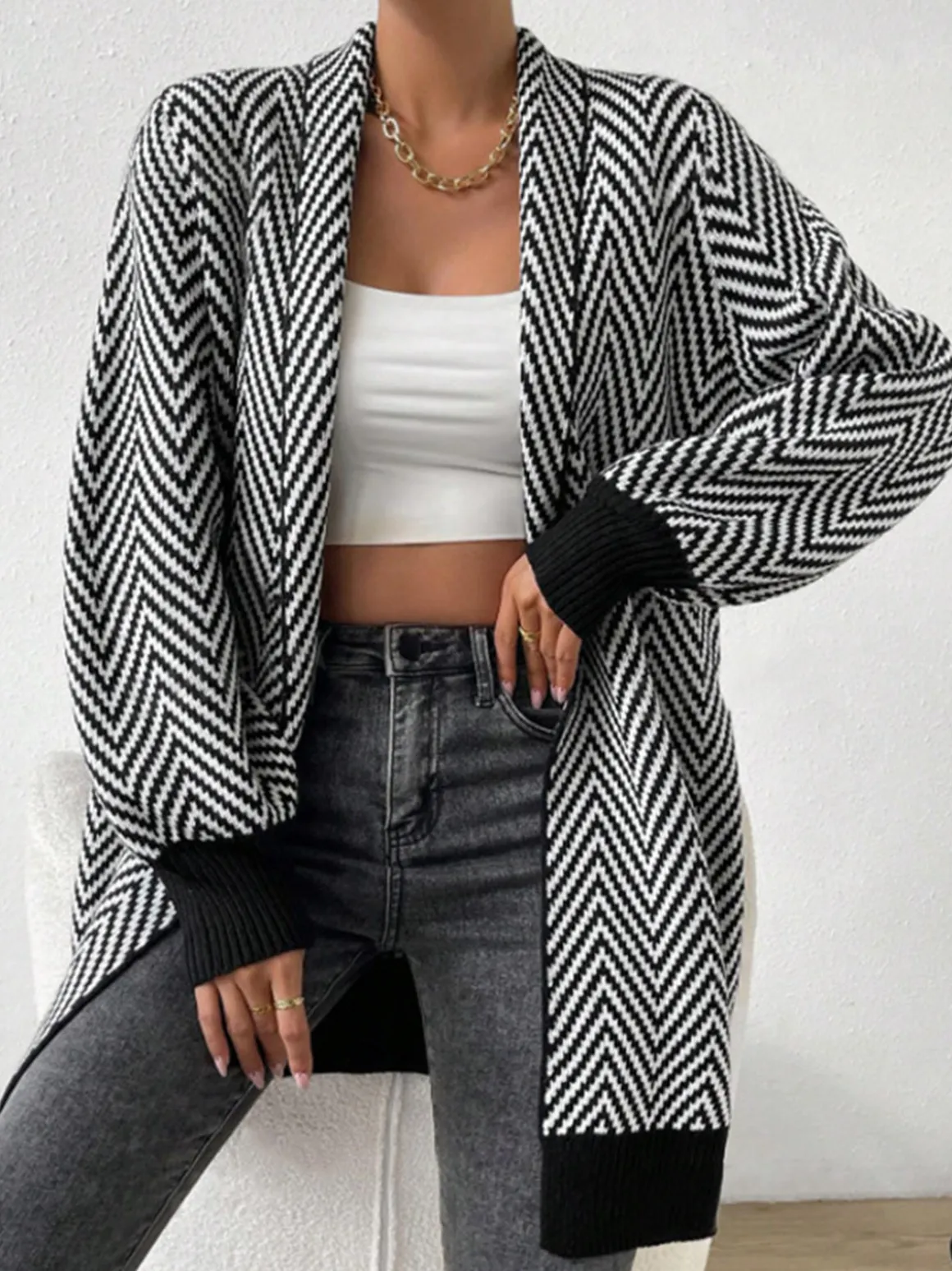 Vintage Chevron Knit Outerwear