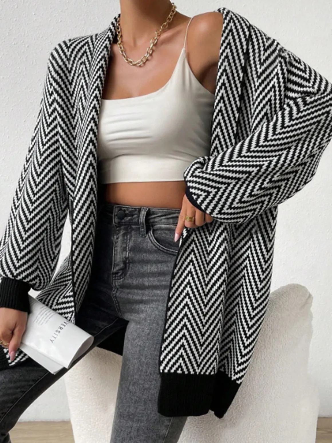 Vintage Chevron Knit Outerwear