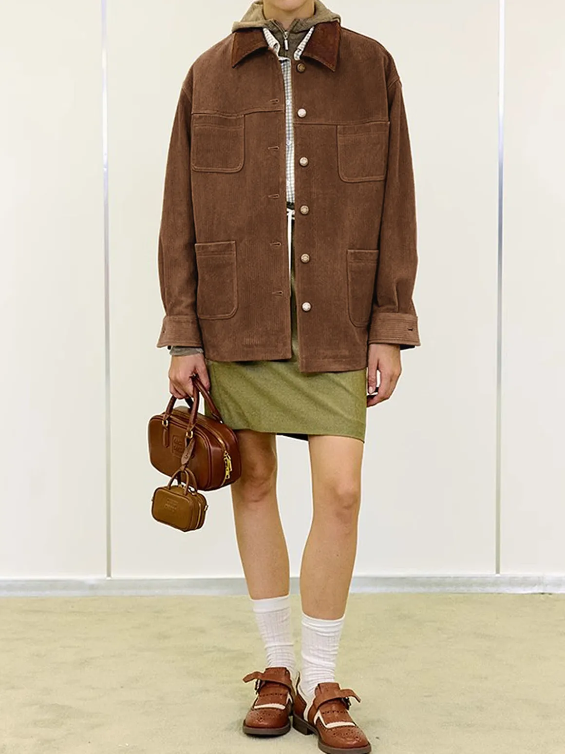 Vintage Corduroy Cargo Polo Jacket