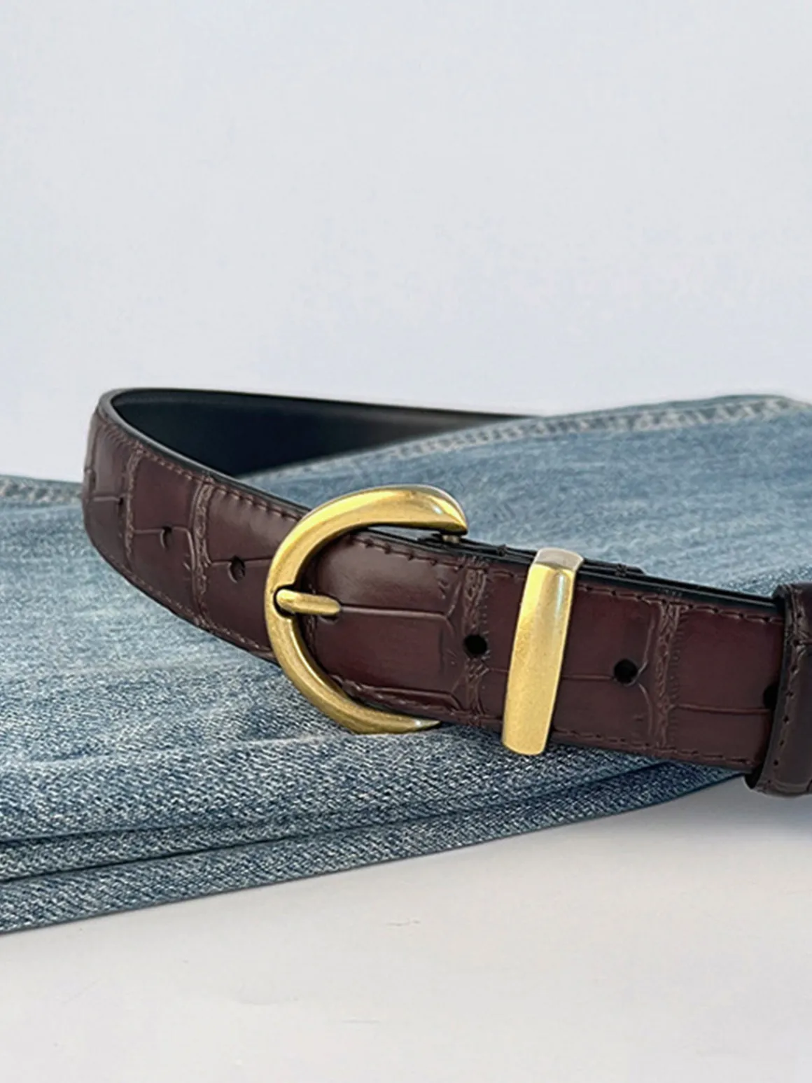 Vintage Crocodile Pattern Buckle Belt