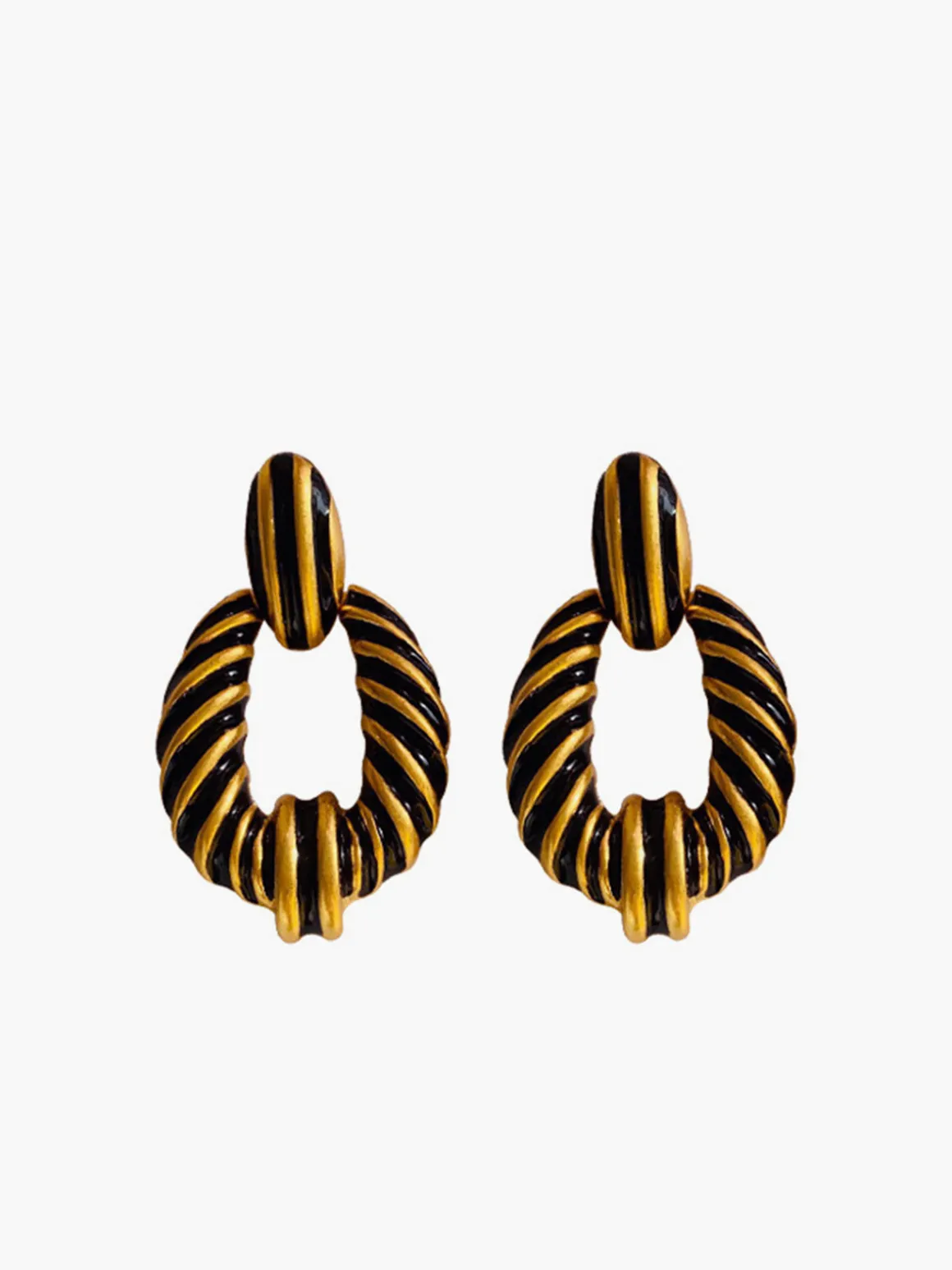 Vintage Croissant Twist Hoop Earrings