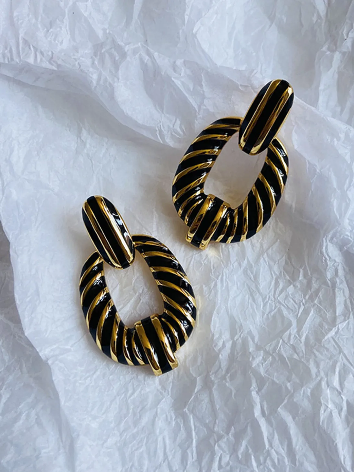 Vintage Croissant Twist Hoop Earrings