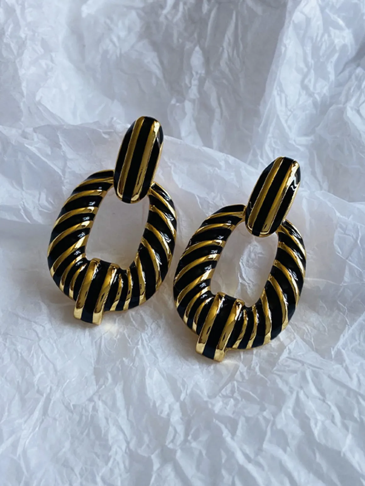 Vintage Croissant Twist Hoop Earrings