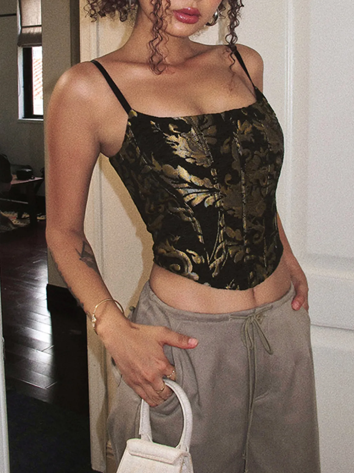 Vintage Drawstring Cami Corset Top