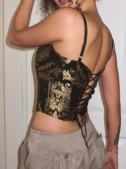 Vintage Drawstring Cami Corset Top