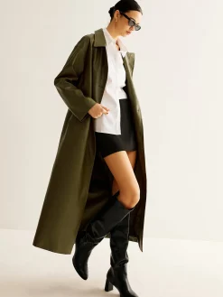 Vintage Faux Leather Long Jacket