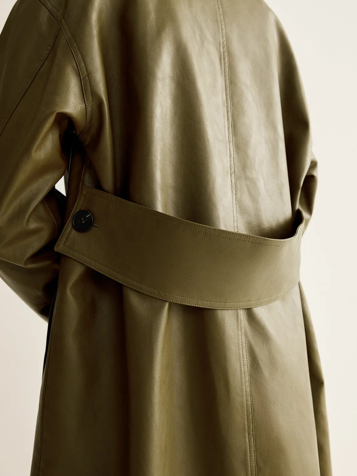 Vintage Faux Leather Long Jacket